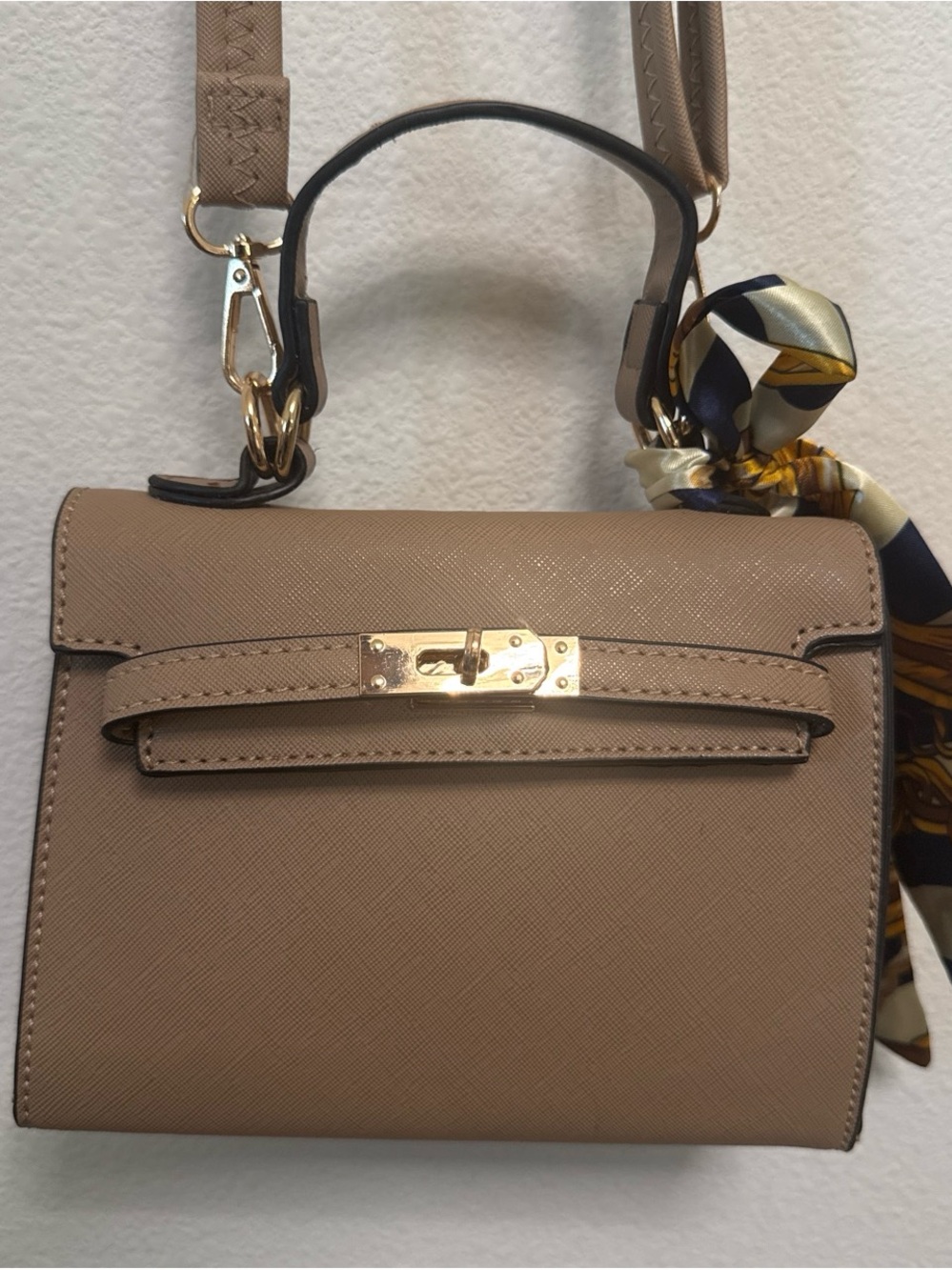 Taupe Top-Handle Satchel - Gold Hardware